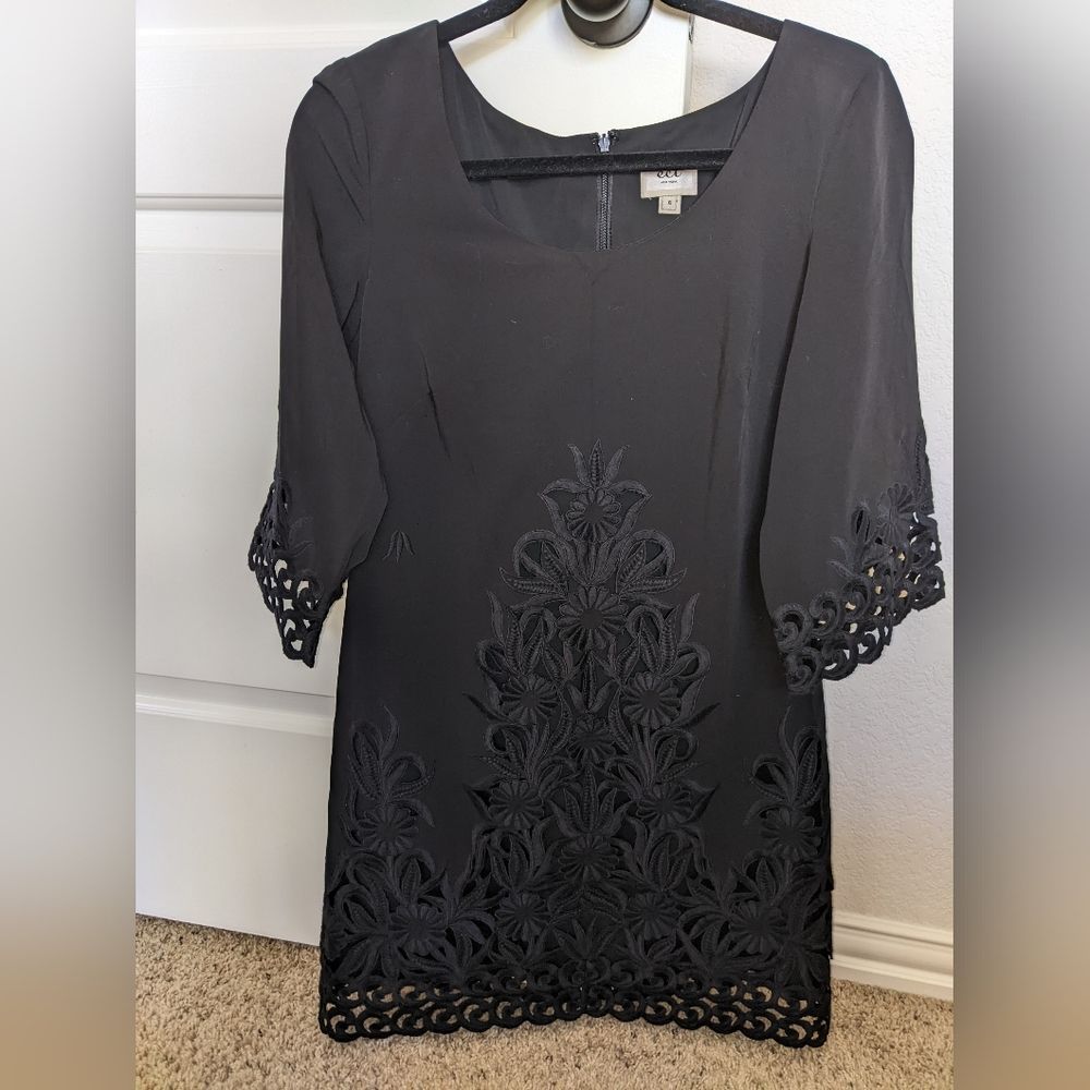 ECI New York Black Lace Floral Mini Dress 4